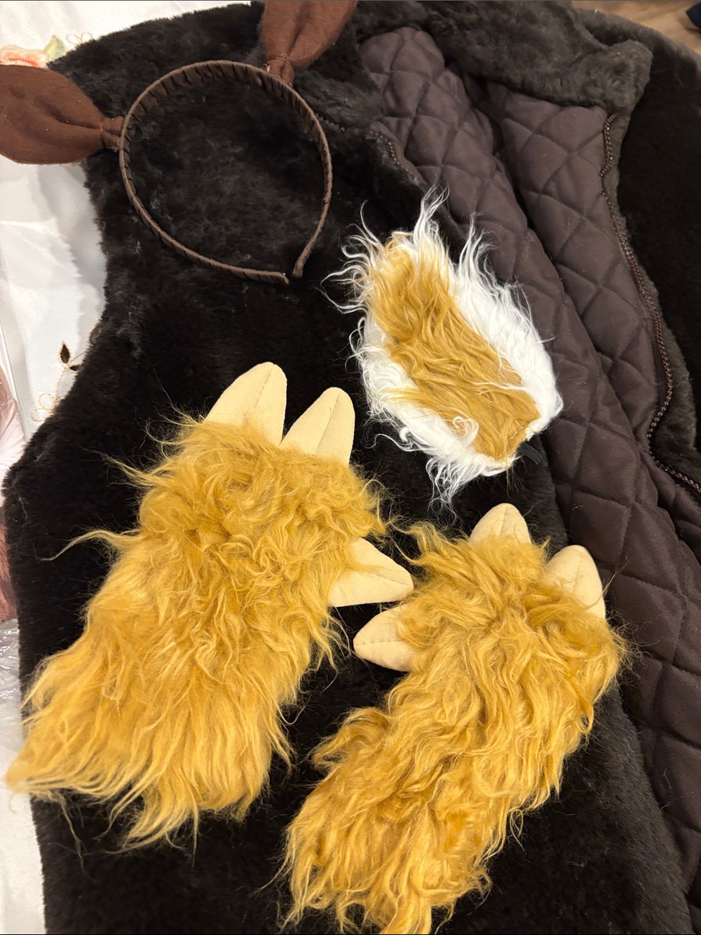 Deer Halloween costume Brown Faux Fur Women's vest and accessories - Picture 3 of 6